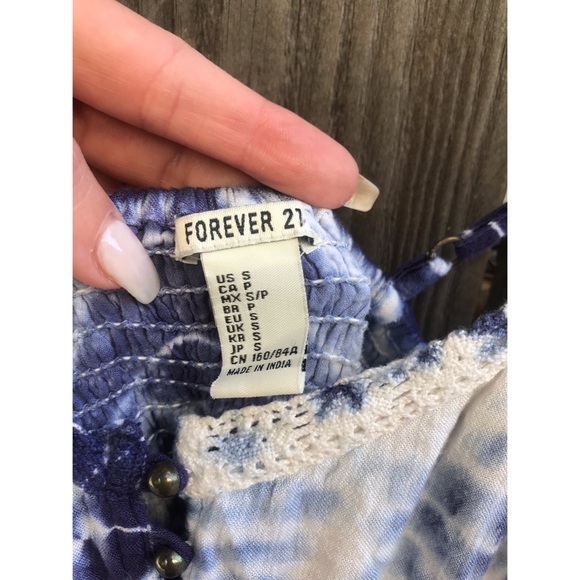 Forever 21 Blue & White Tie Dye Midi Dress, Size Small - Picture 3 of 8
